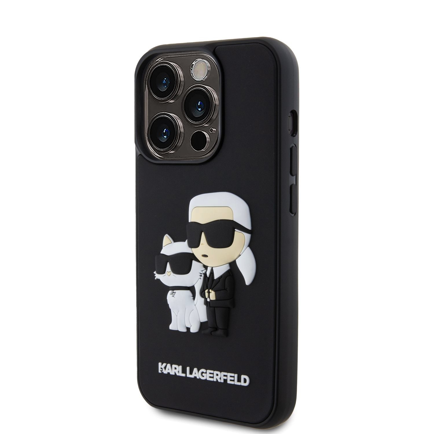 Karl Lagerfeld 3D Rubber Karl and Choupette Zadní Kryt pro iPhone 14 Pro Black