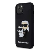 Karl Lagerfeld 3D Rubber Karl and Choupette Zadní Kryt pro iPhone 14 Black