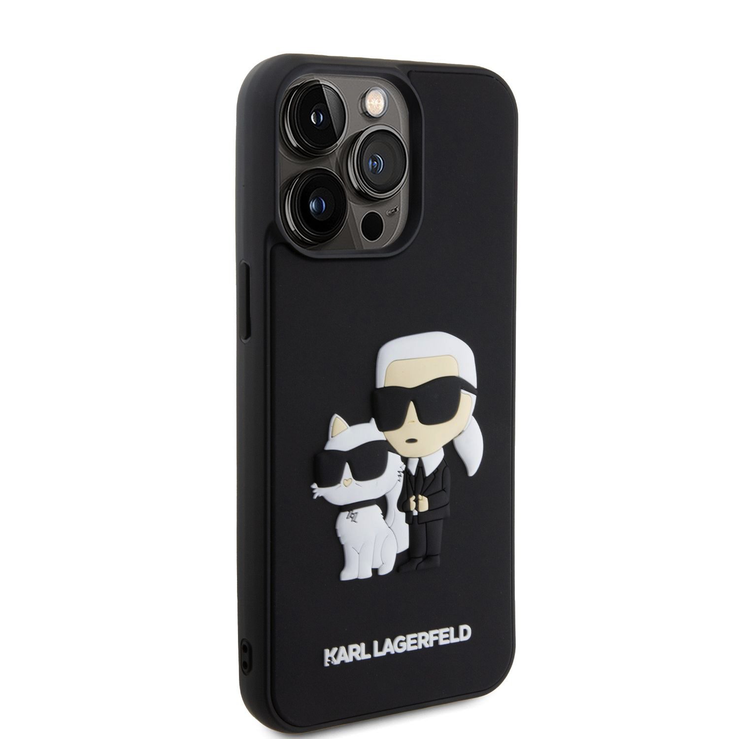 Karl Lagerfeld 3D Rubber Karl and Choupette Zadní Kryt pro iPhone 13 Pro Max Black