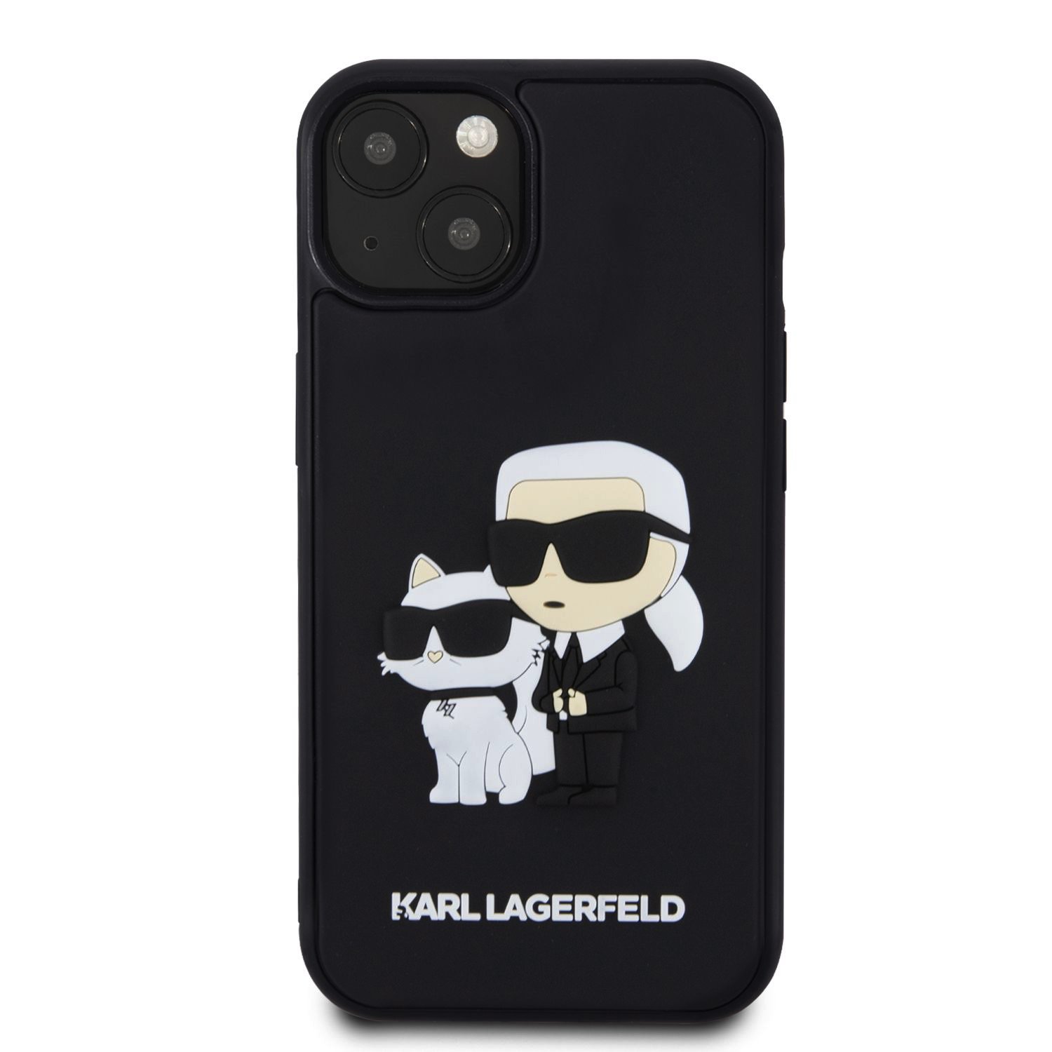 Karl Lagerfeld 3D Rubber Karl and Choupette Zadní Kryt pro iPhone 13 Black