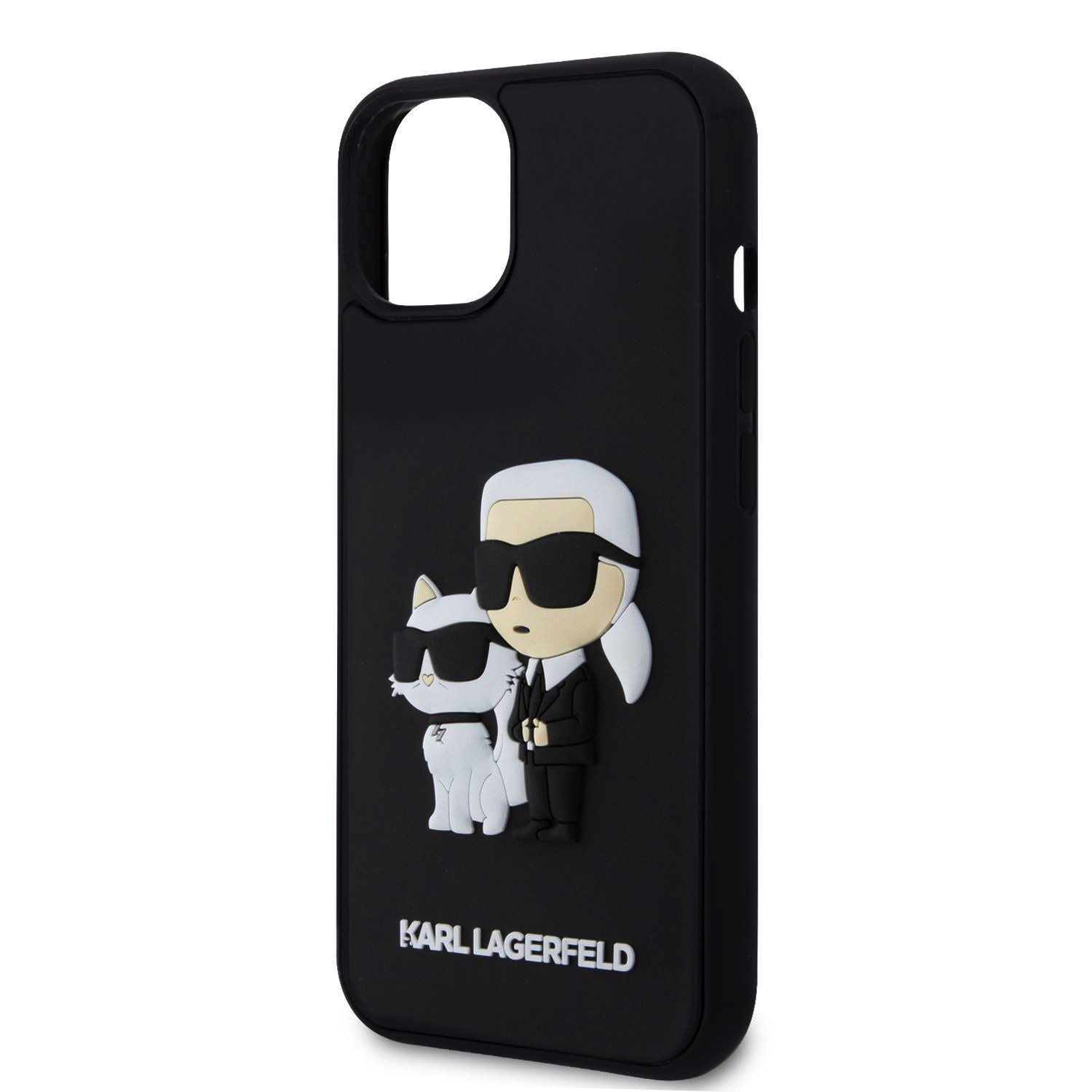 Karl Lagerfeld 3D Rubber Karl and Choupette Zadní Kryt pro iPhone 13 Black