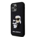 Karl Lagerfeld 3D Rubber Karl and Choupette Zadní Kryt pro iPhone 12/12 Pro Black