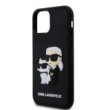 Karl Lagerfeld 3D Rubber Karl and Choupette Zadní Kryt pro iPhone 12/12 Pro Black