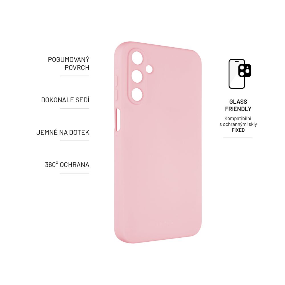 Zadní pogumovaný kryt FIXED Story pro Samsung Galaxy A15/A15 5G, růžový
