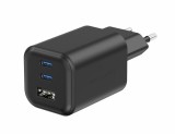 SWISSTEN SÍŤOVÝ ADAPTÉR GaN 2x USB-C 65W PD + 1x USB-A 18W QC ČERNÝ