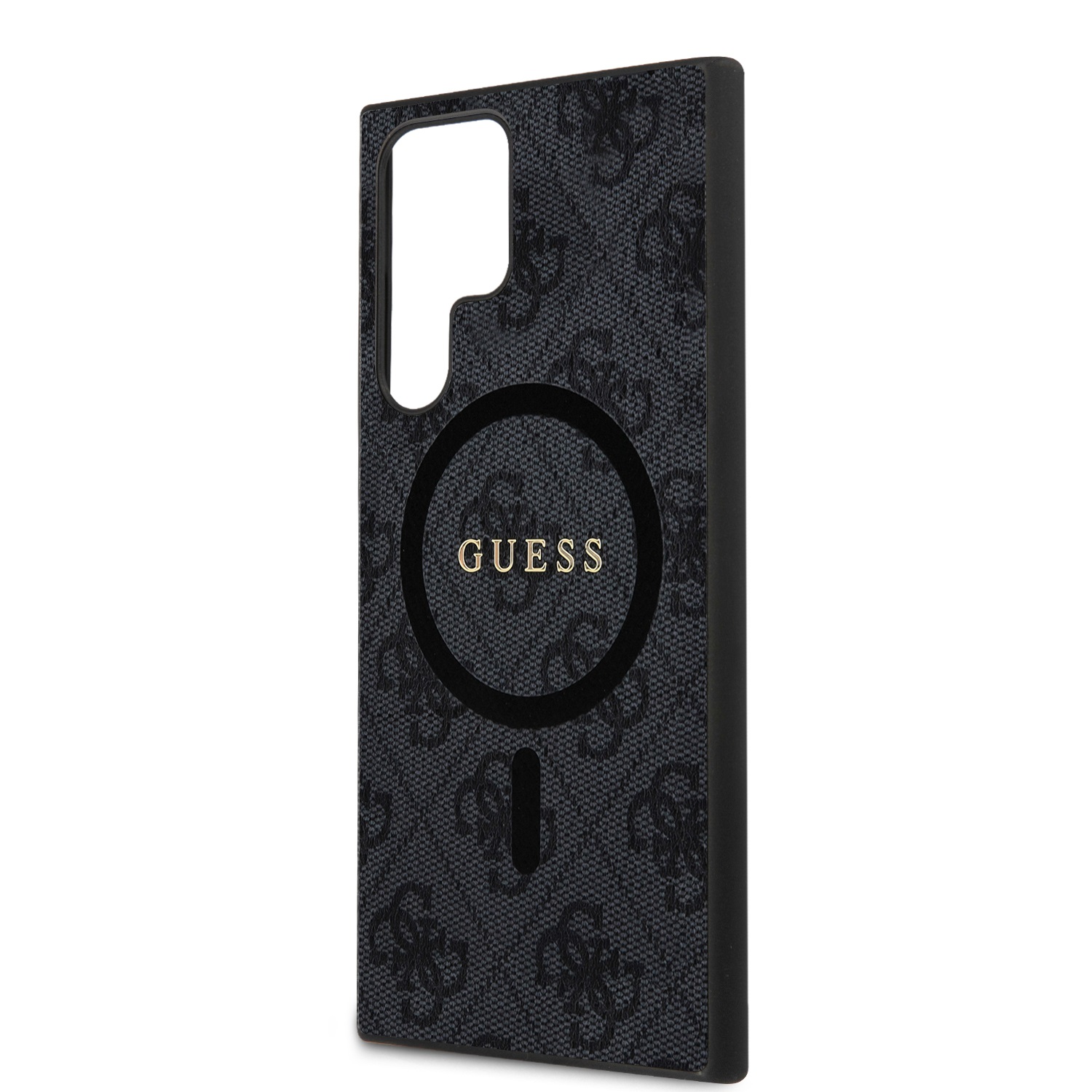 Guess PU Leather 4G Colored Ring MagSafe Zadní Kryt pro Samsung Galaxy S24 Ultra Black