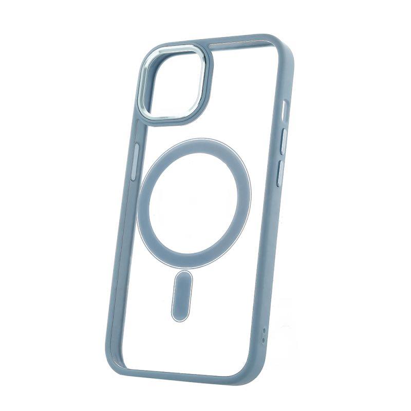 Silikónové TPU puzdro Satin Clear Mag pre Apple iPhone 14, modrá
