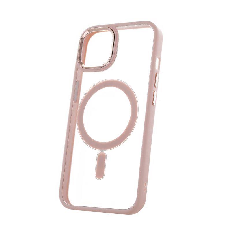 Silikónové TPU puzdro Satin Clear Mag pre Apple iPhone 14 Pro, ružová