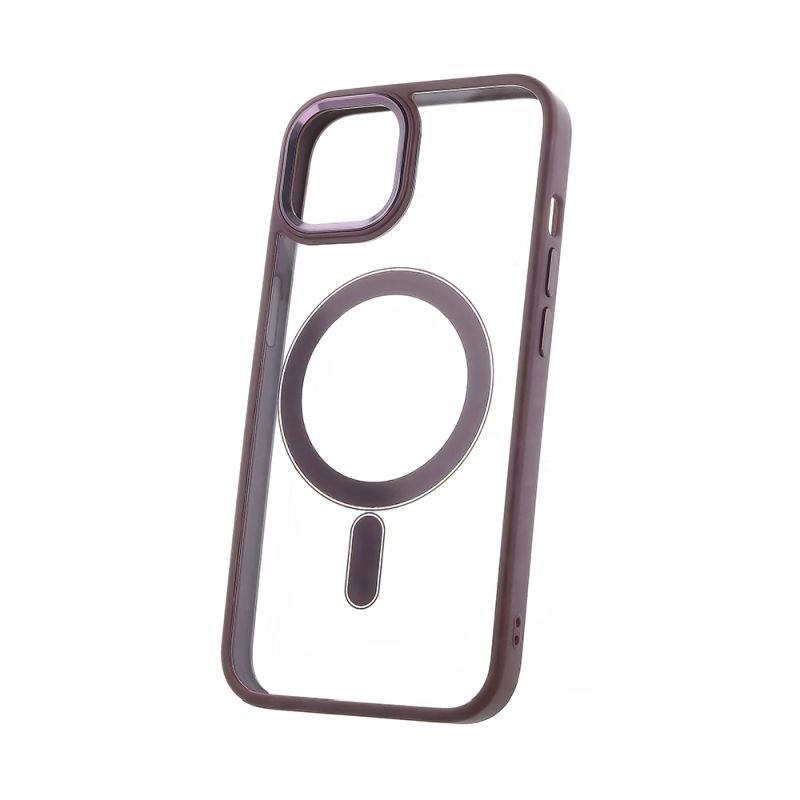 Silikónové TPU puzdro Satin Clear Mag pre Apple iPhone 12/12 Pro, fialová