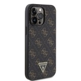 Guess PU Leather 4G Triangle Metal Logo Zadní Kryt pro iPhone 14 Pro Max Black