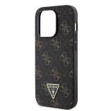 Guess PU Leather 4G Triangle Metal Logo Zadní Kryt pro iPhone 14 Pro Black