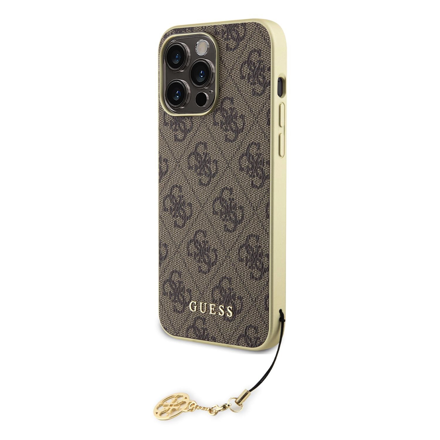 Guess 4G Charms Zadní Kryt pro iPhone 15 Pro Max Brown