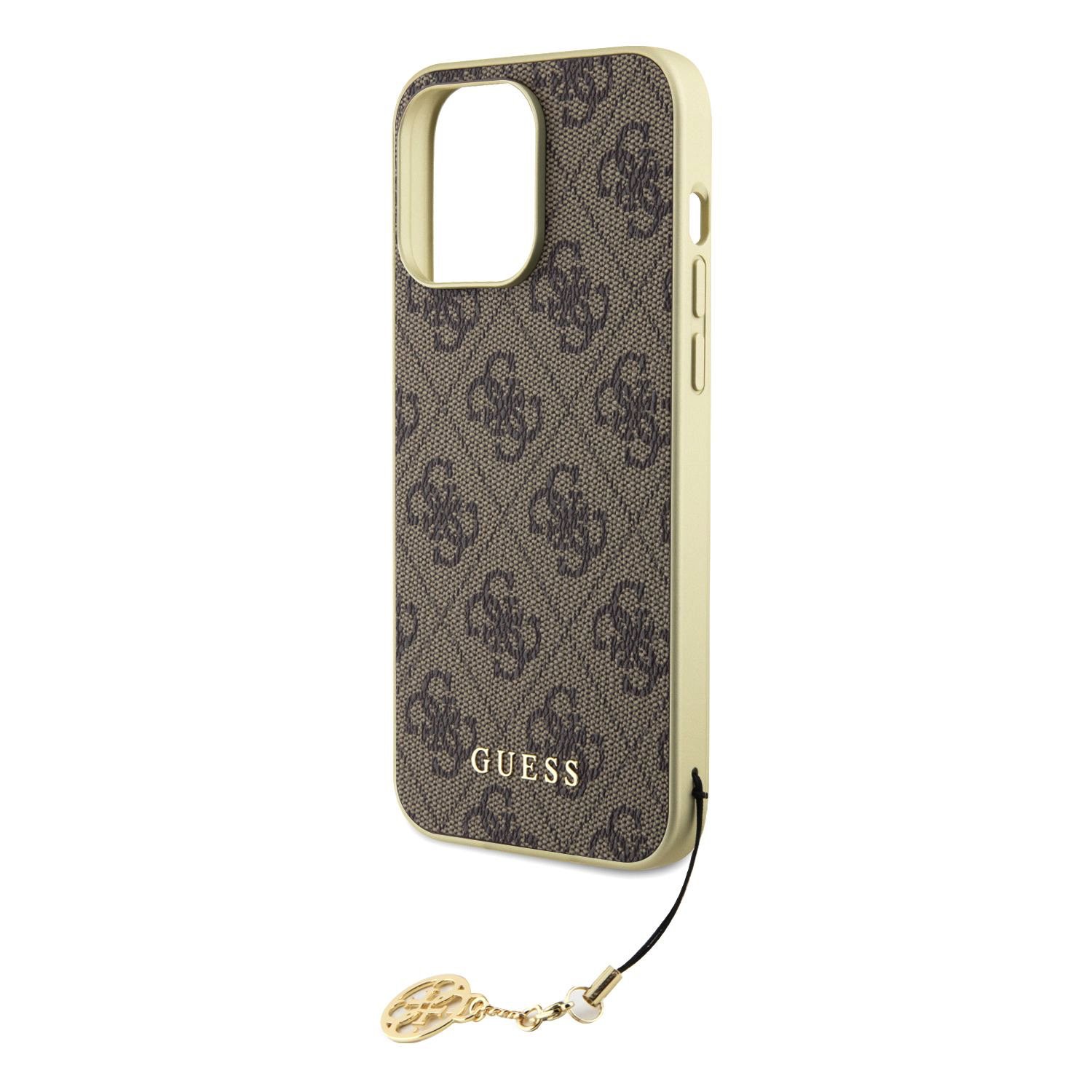 Guess 4G Charms Zadní Kryt pro iPhone 15 Pro Max Brown