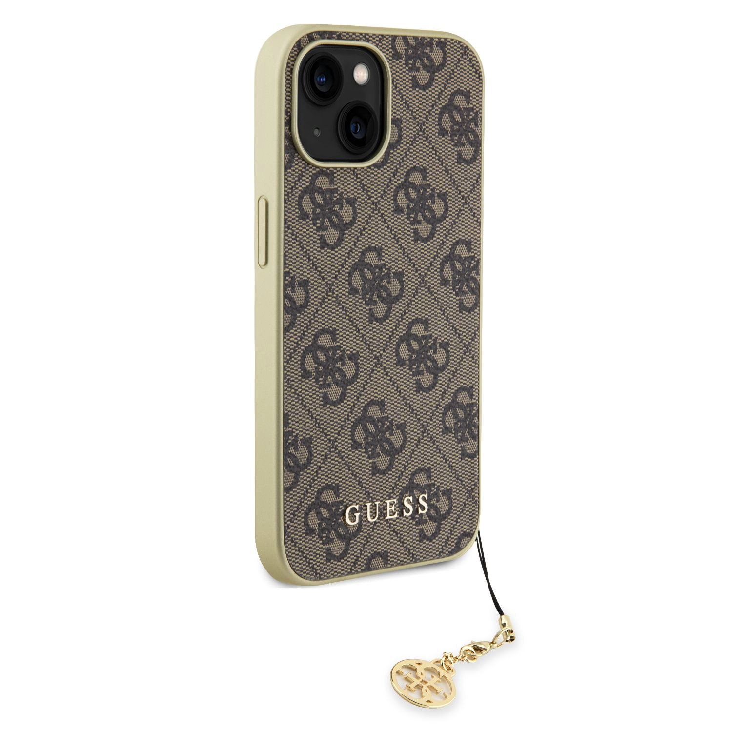 Guess 4G Charms Zadní Kryt pro iPhone 15 Brown