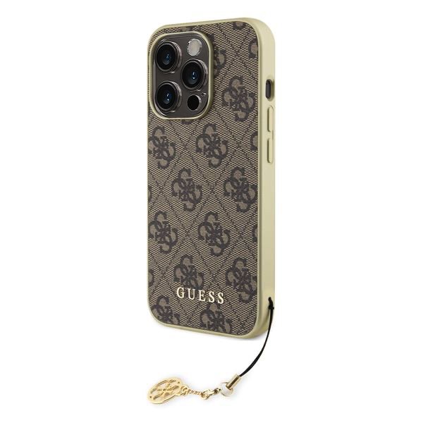 Guess 4G Charms Zadní Kryt pro iPhone 15 Pro Brown