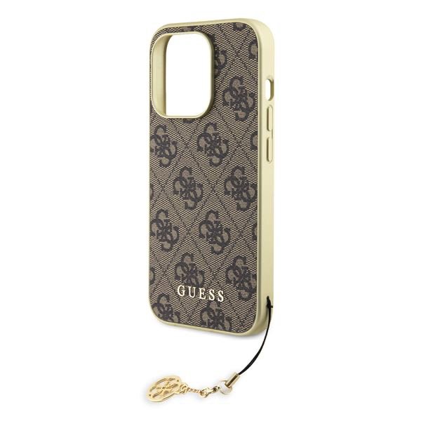 Guess 4G Charms Zadní Kryt pro iPhone 15 Pro Brown