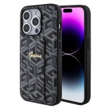 Guess PU Grip Stand G Cube Zadní Kryt pro iPhone 15 Pro Max Black