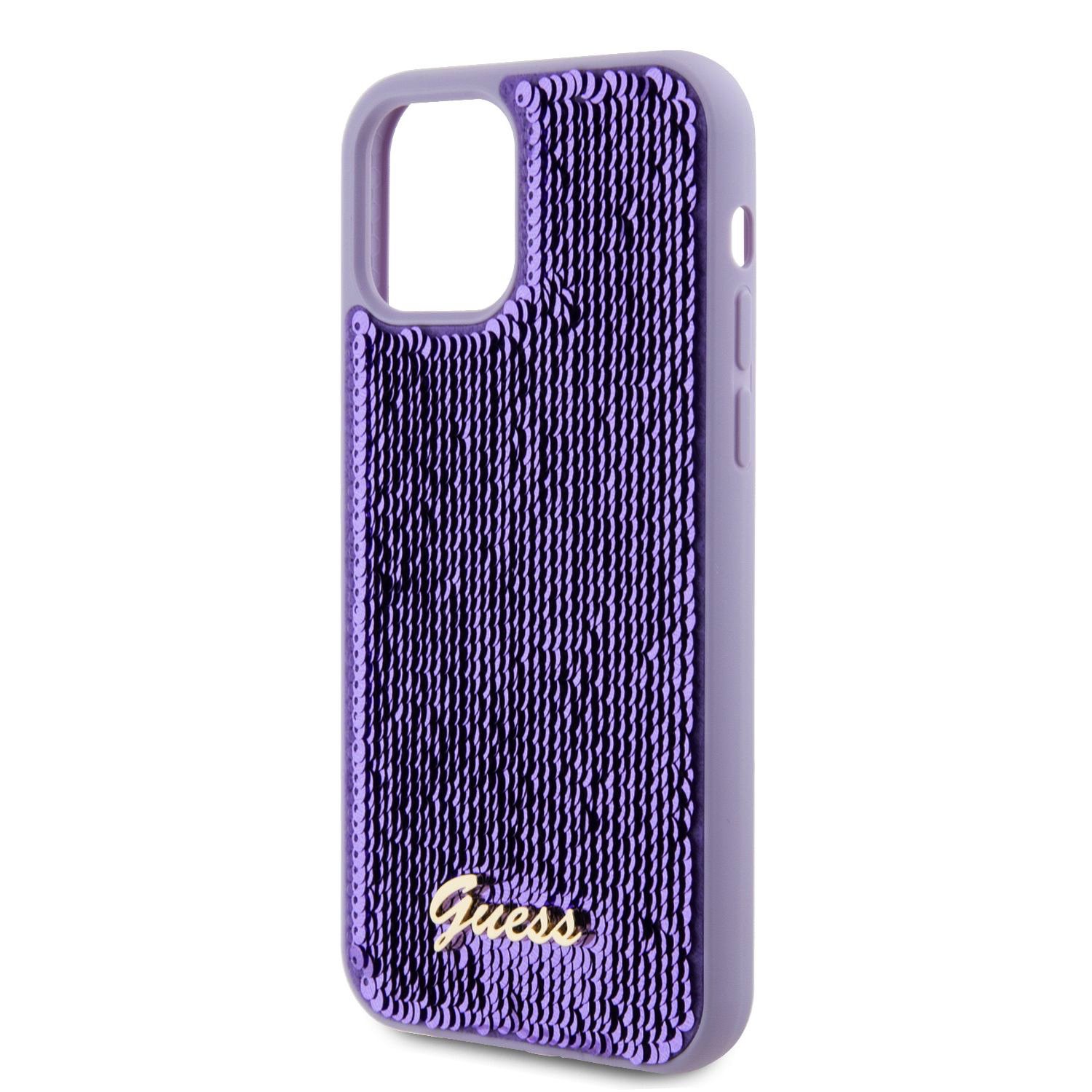 Guess Sequin Script Logo Zadní Kryt pro iPhone 12/12 Pro Purple
