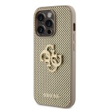 Guess PU Perforated 4G Glitter Metal Logo Zadní Kryt pro iPhone 14 Pro Max Gold