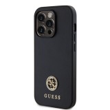 Guess PU 4G Strass Metal Logo Zadní Kryt pro iPhone 15 Pro Max Black