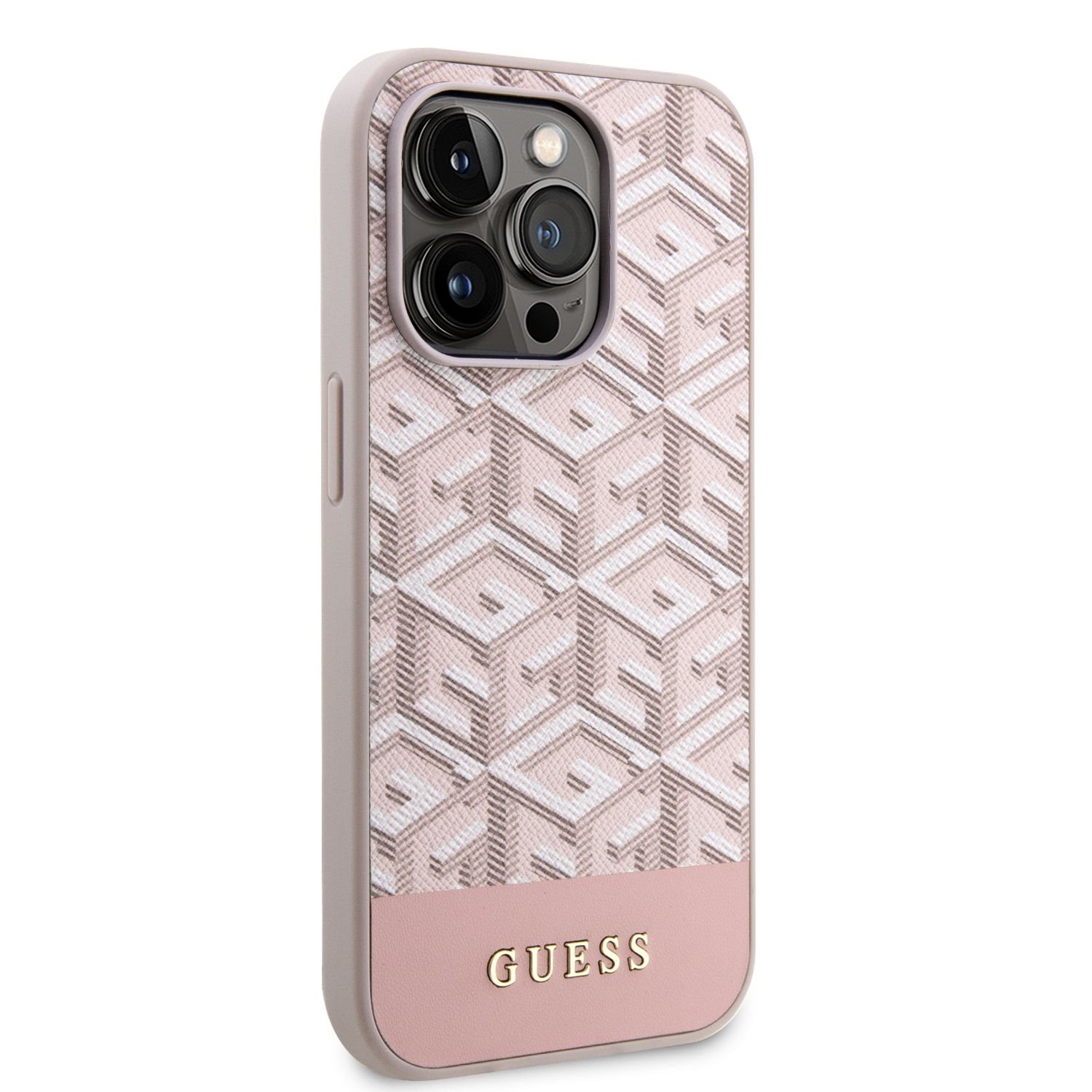 Guess PU G Cube MagSafe Zadní Kryt pro iPhone 14 Pro Max Pink