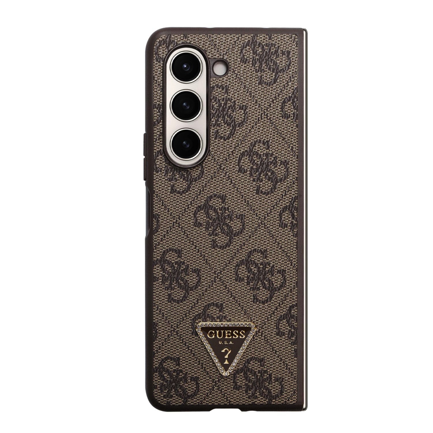 Guess Leather Triangle Case Galaxy Z Fold 5, Brown