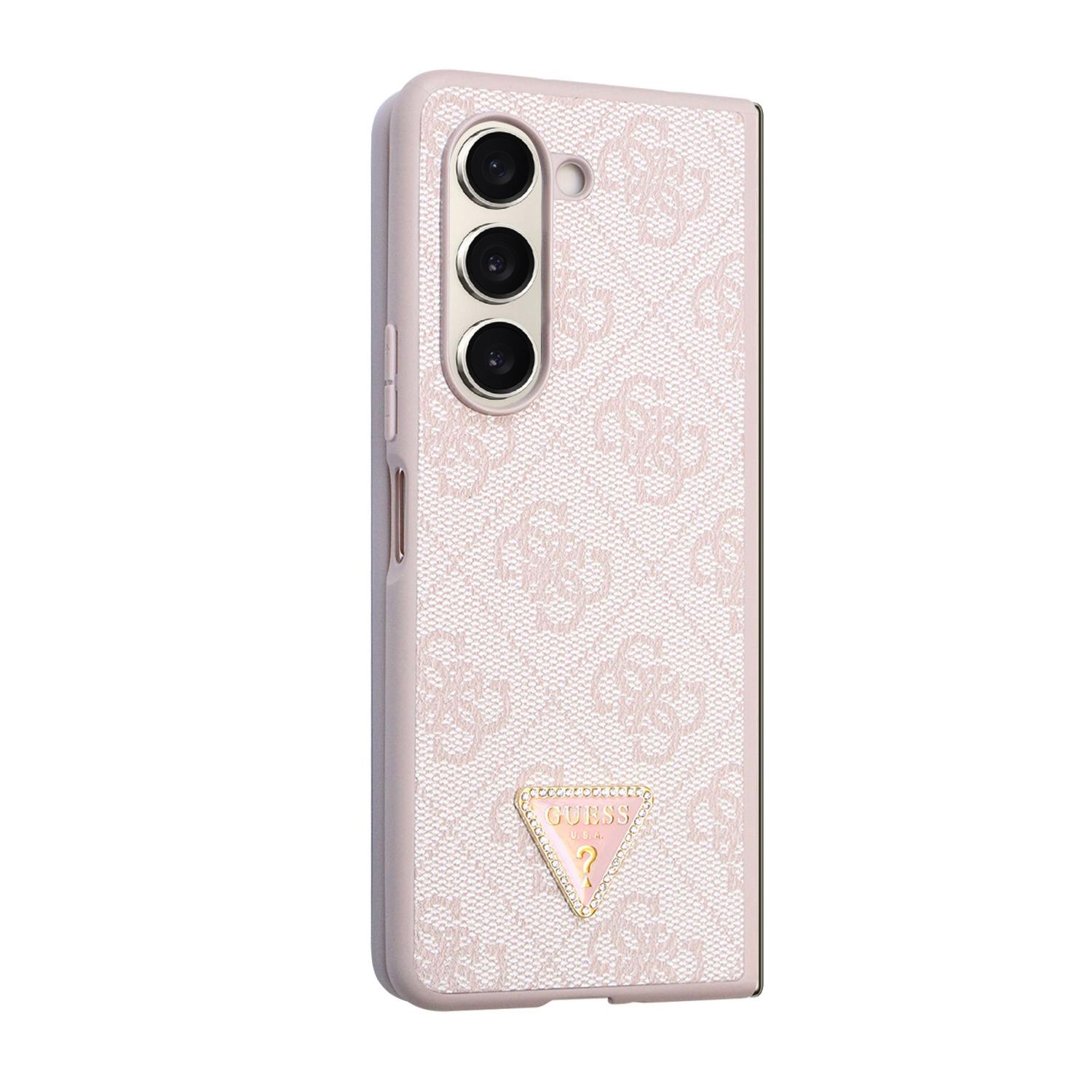 Guess Leather Triangle Case Galaxy Z Fold 5, Pink