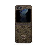 Zadní kryt Guess Leather Triangle Case pro Samsung Galaxy Z Flip5, hnědá