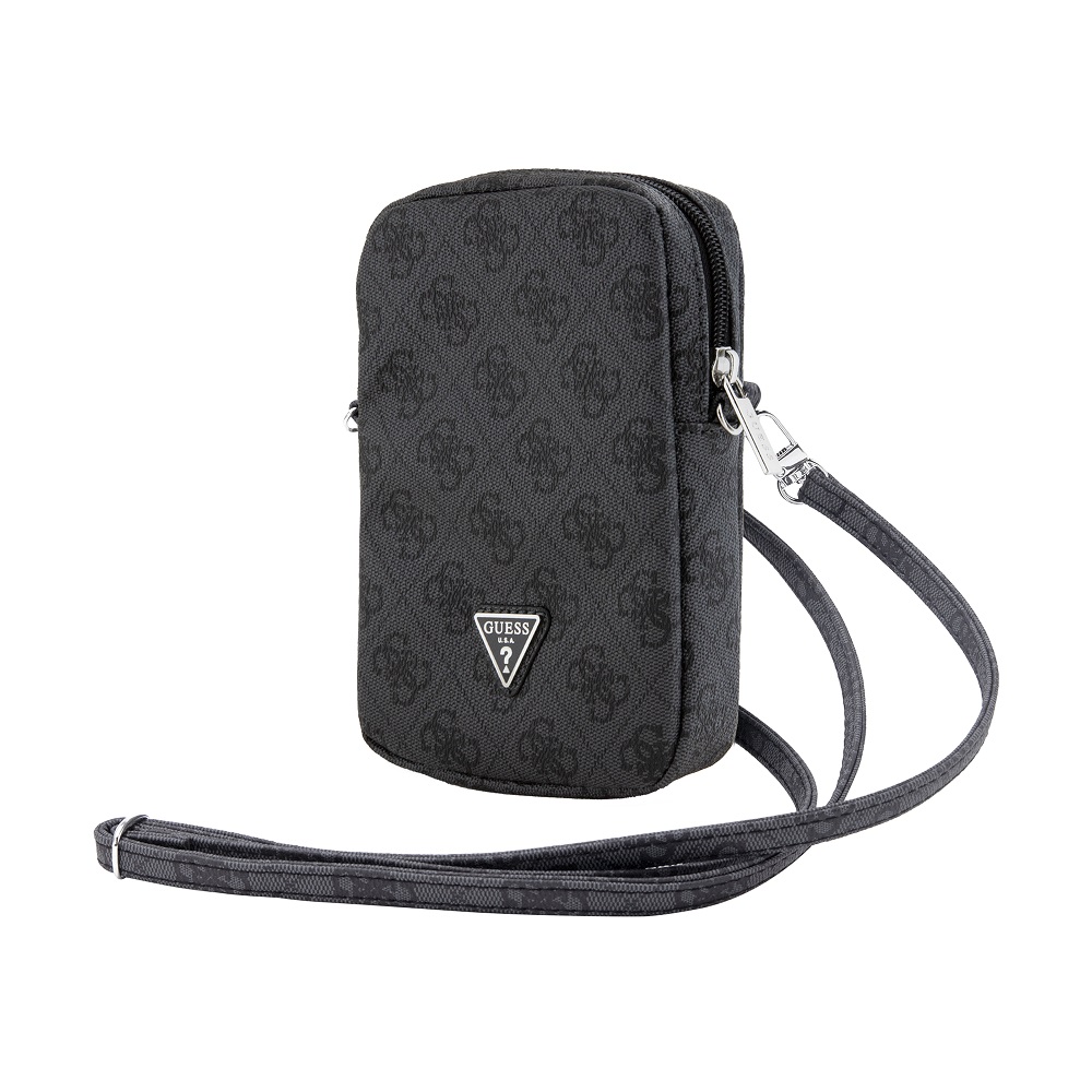 Guess PU 4G Triangle Logo Wallet Phone Bag Zipper Black