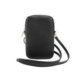 Guess PU Grained 4G Metal Logo Wallet Phone Bag Zipper Black