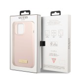 Guess Silicone Metal Logo MagSafe Kompatibilní Zadní Kryt pro iPhone 13 Pro Pink