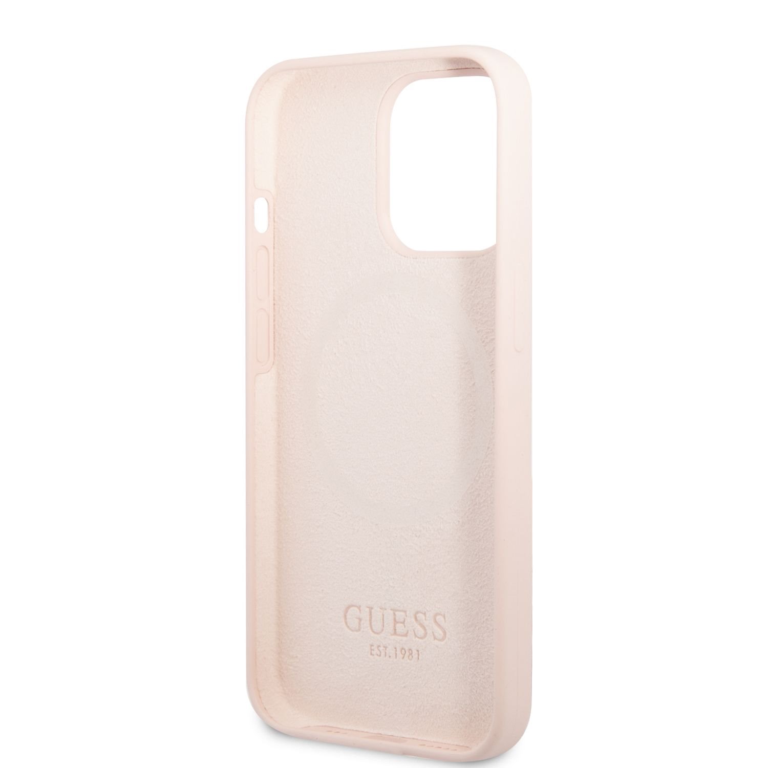 Guess Silicone Metal Logo MagSafe Kompatibilní Zadní Kryt pro iPhone 13 Pro Pink