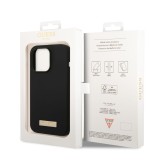 Guess Silicone Metal Logo MagSafe Kompatibilní Zadní Kryt pro iPhone 14 Pro Black