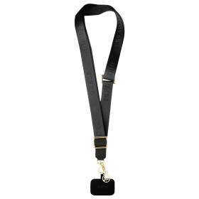 Popruh Guess Crossbody nylon 4G Charm, čierna