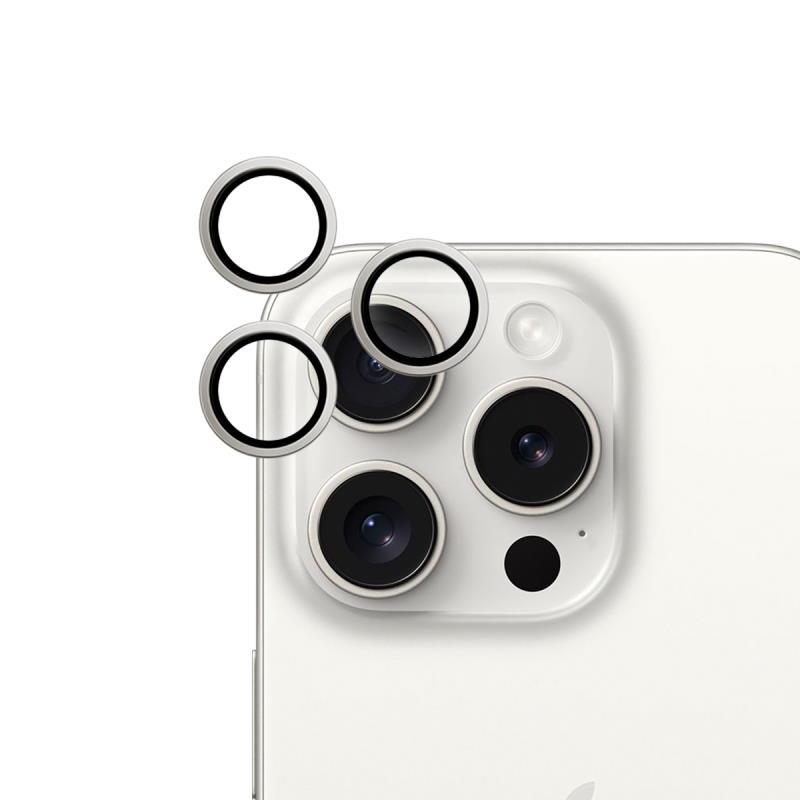 Ochranné sklo fotoaparátu Epico pre Apple iPhone 15 Pro/15 Pro Max, strieborná