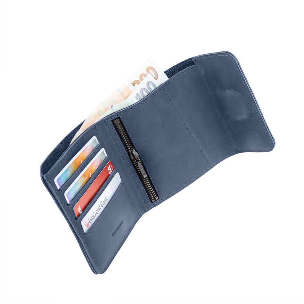 Kožená peněženka FIXED Classic Wallet for AirTag z pravé hovězí kůže, modrá