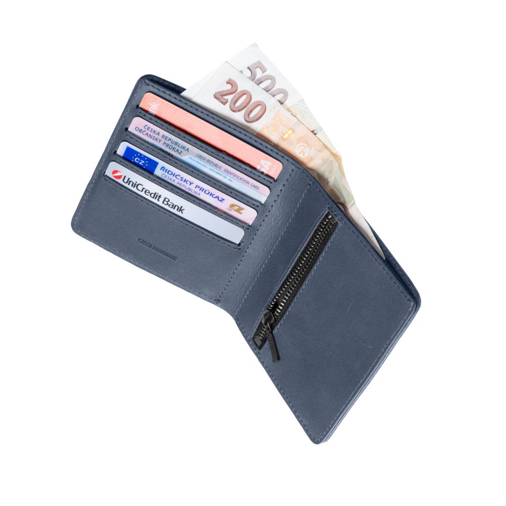 Kožená peněženka FIXED Classic Wallet z pravé hovězí kůže, modrá