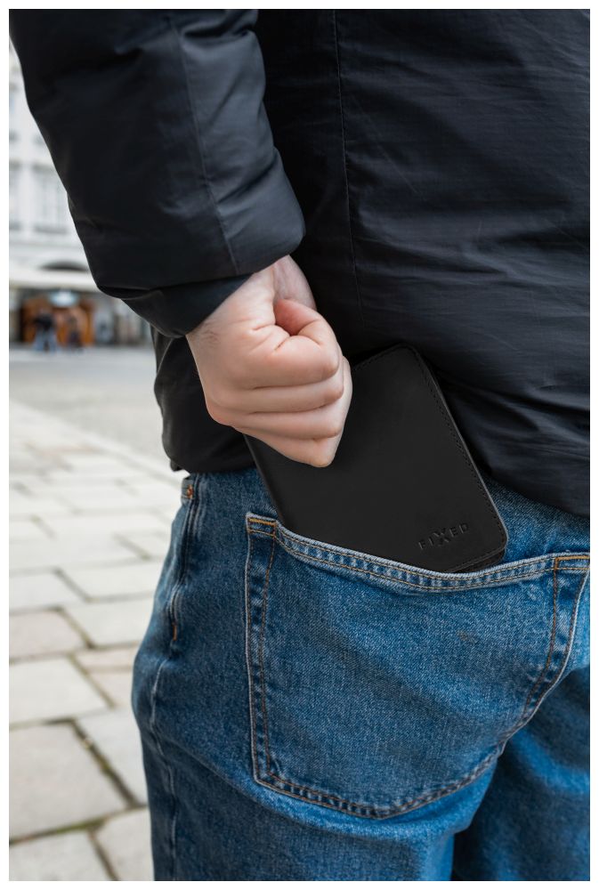 Kožená peněženka FIXED Classic Wallet z pravé hovězí kůže, černá