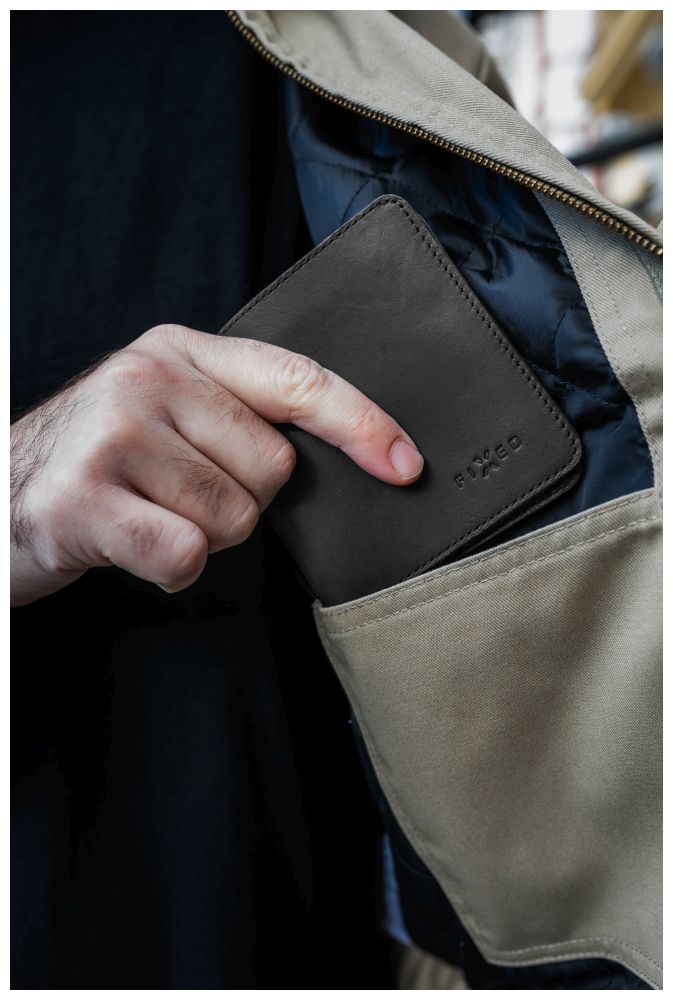 Kožená peněženka FIXED Classic Wallet z pravé hovězí kůže, černá