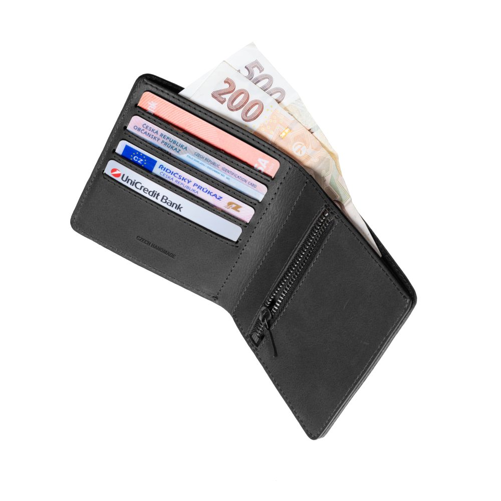 Kožená peněženka FIXED Classic Wallet z pravé hovězí kůže, černá