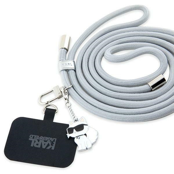 Popruh Karl Lagerfeld Universal Crossbody Cord Ikonik cat, šedá