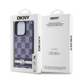 DKNY PU Leather Checkered Pattern and Stripe Zadní Kryt pro iPhone 15 Pro Blue