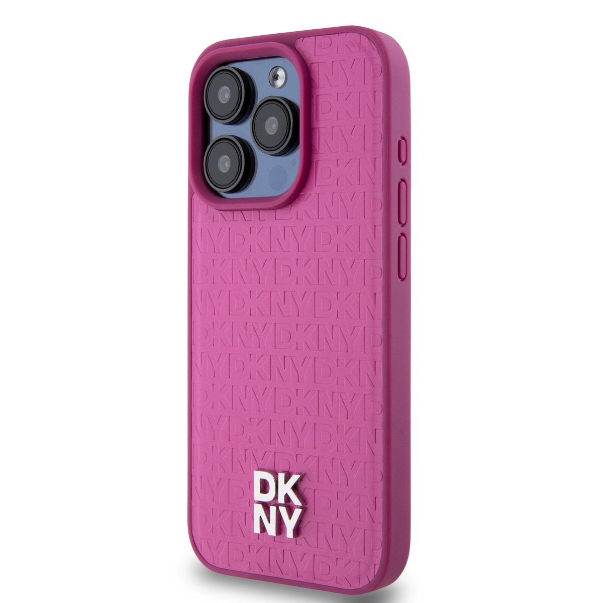 DKNY PU Leather Repeat Pattern Stack Logo Magsafe Zadní Kryt pro iPhone 15 Pro Pink