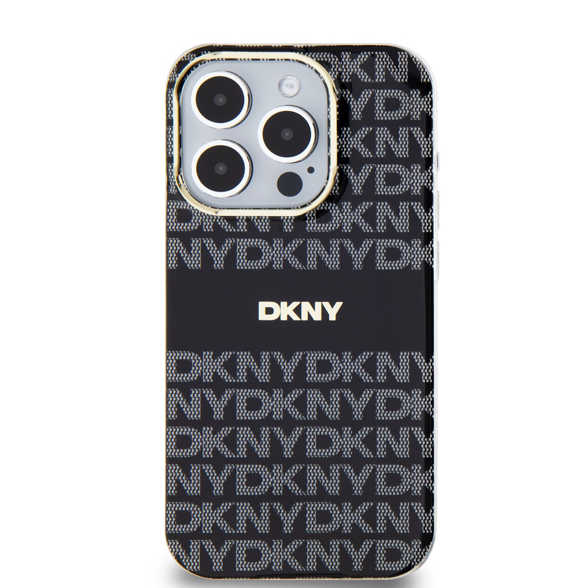 Zadní kryt DKNY PC/TPU Repeat Pattern Tonal Stripe Magsafe pro Apple iPhone 15 Pro, černá