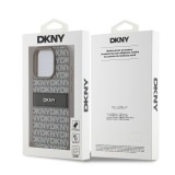 DKNY PU Leather Repeat Pattern Tonal Stripe Zadní Kryt pro iPhone 15 Pro Beige