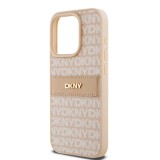 DKNY PU Leather Repeat Pattern Tonal Stripe Zadní Kryt pro iPhone 15 Pro Pink