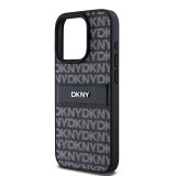 DKNY PU Leather Repeat Pattern Tonal Stripe Zadní Kryt pro iPhone 15 Pro Black
