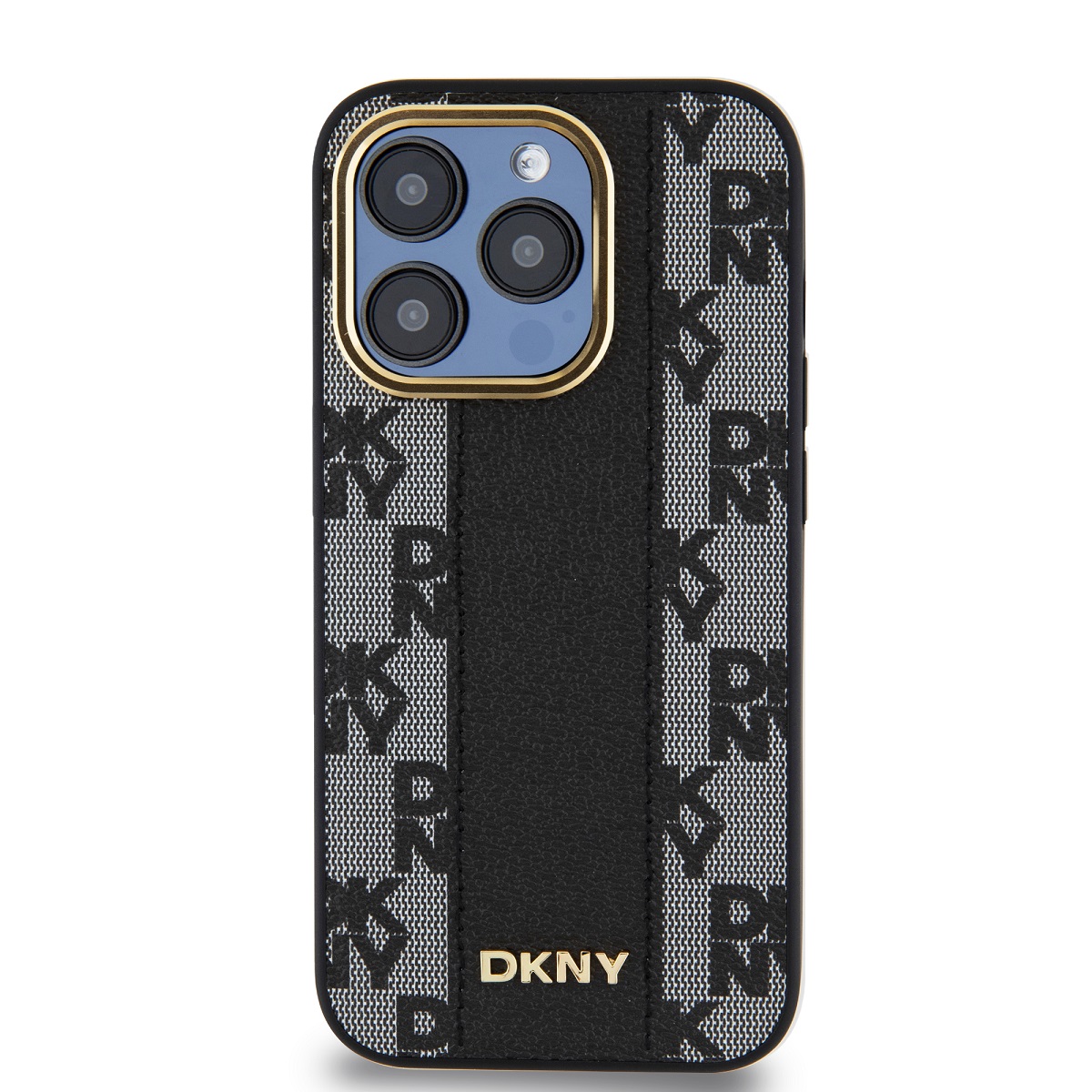 DKNY PU Leather Checkered Pattern Magsafe Zadní Kryt pro iPhone 15 Pro Black