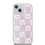 DKNY Liquid Glitter Checkered Pattern Zadní Kryt pro iPhone 15 Pink