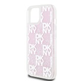 DKNY Liquid Glitter Checkered Pattern Zadní Kryt pro iPhone 15 Pink